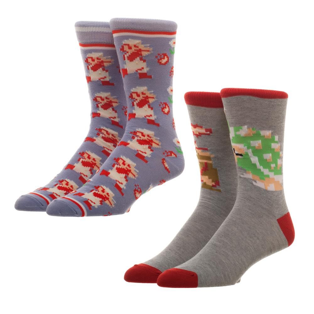 Nintendo Super Mario - 2 Pack Crew Socks - Crescent Geek